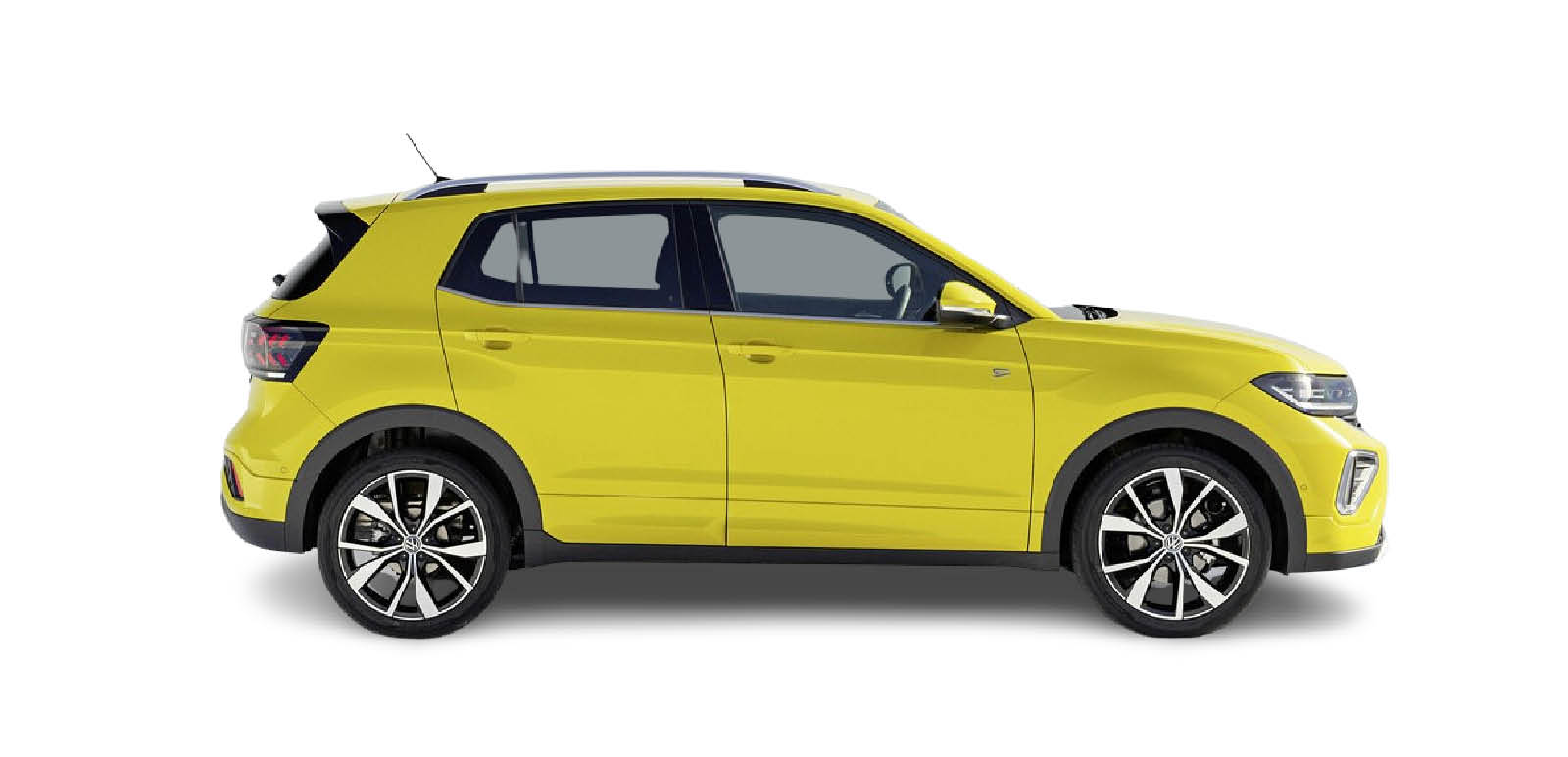 Zu sehen ist ein grauer VW Polo Life von der Seite